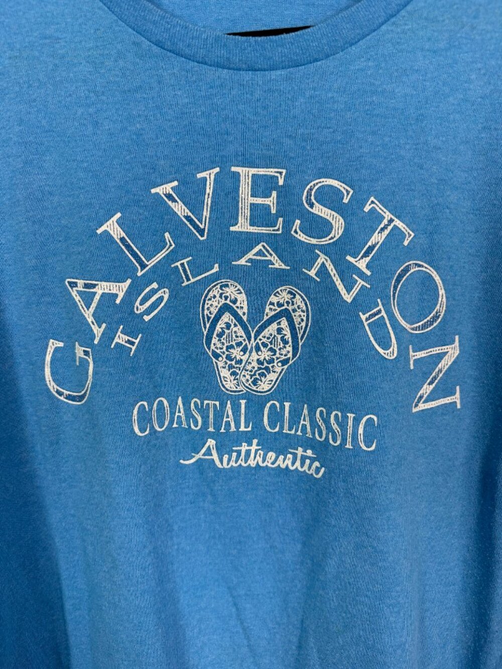 Vintage Galveston Island Blue Vacation Graphic Tee 2XL